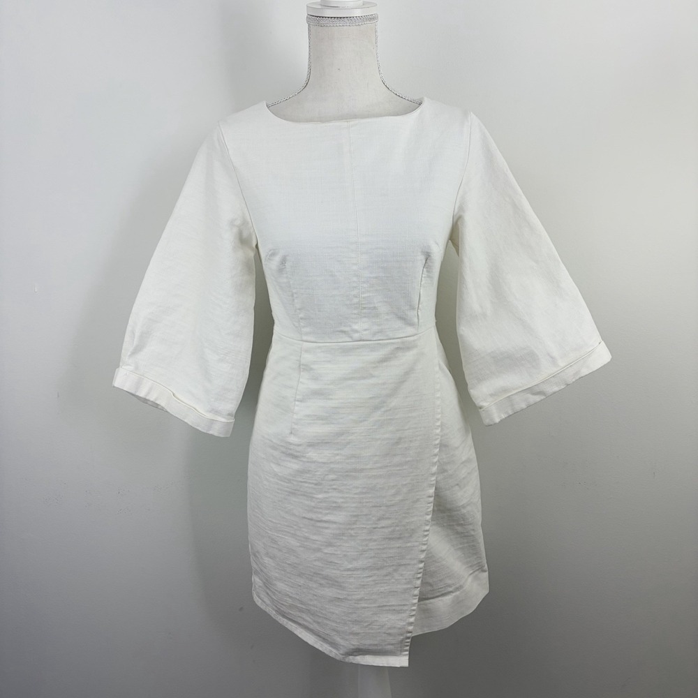 Free People Women's Ivory Linen Blend Mini Dress Size 0